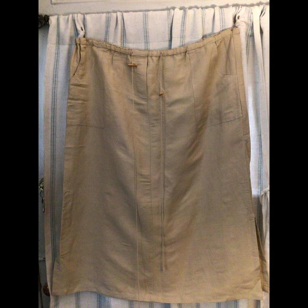 Beautiful  Vintage Lagenlook  Ramie Blend Natural Maxi Skirt  2x